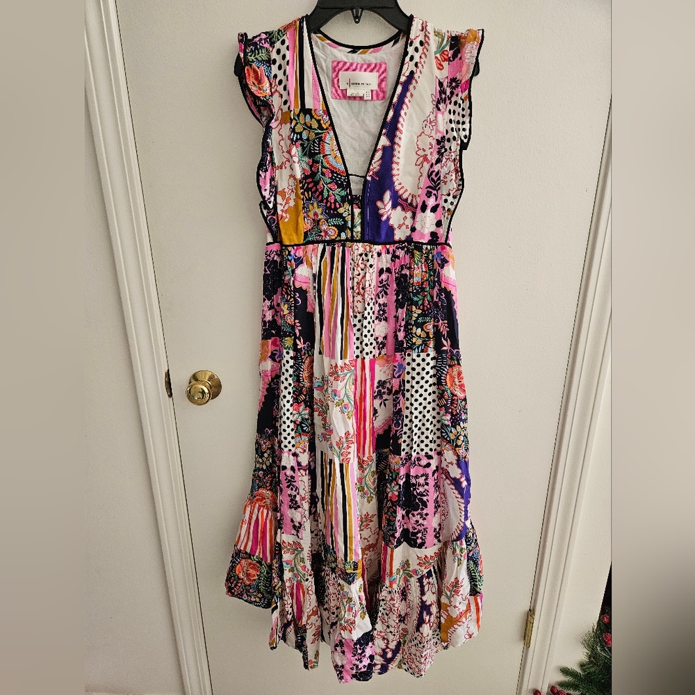 Anthropologie Patchwork Ruffle Dress